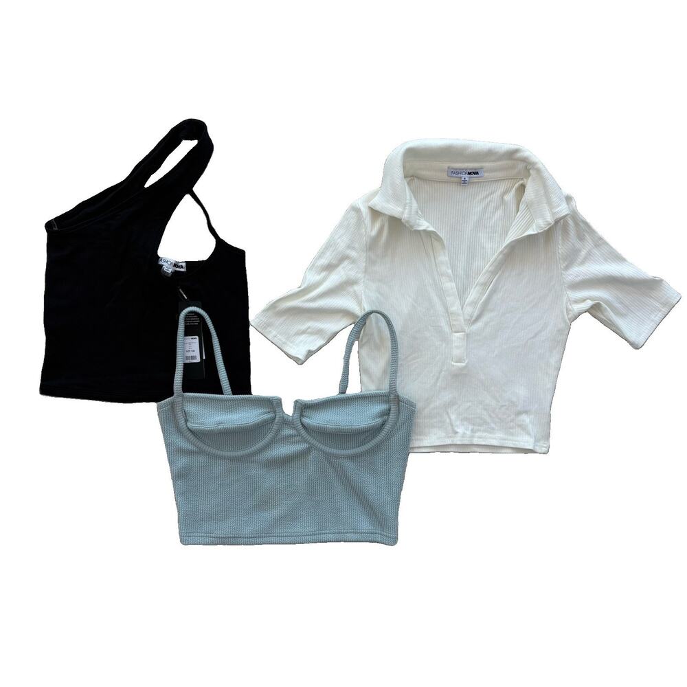Lot Of 3 Size Small Fashion Nova Crop Tops Cute Flattering Shirts Tanks